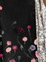 Black Short Sleeve Casual Printed Knitting Dress