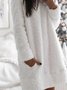 White Patchwork Cotton-Blend Casual Casual Weaving Dress