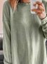 Gray Green Solid Casual Long Sleeve Sweatshirts for Women