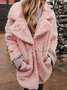 Pink Solid Buttoned Long Sleeve Shawl Collar Jacket