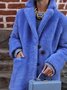 Blue Patchwork Long Sleeve Cotton-Blend Buttoned Jacket