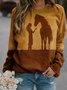 Girl And Print Crew Neck Sweatshirts