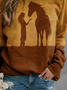 Girl And Print Crew Neck Sweatshirts