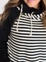 Black Hoodie Stripes Long Sleeve Paneled Sweatshirt