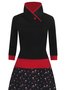 Cotton-Blend Long Sleeve Floral-Print Casual Knitting Dress
