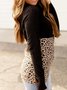 Black Leopard Cotton-Blend Long Sleeve Hoodie Sweatshirt