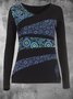 Long Sleeve Casual Printed Crew Neck T-shirt