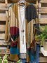 Khaki Long Sleeve Color-Block Knit coat