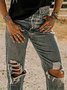 Gray Geometric Vintage Jeans