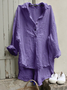 zolucky Women Tuxedo Linen Shirt Dress