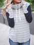 Long Sleeve Hoodie Stripes Paneled Sweatshirt