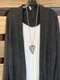 Gray Solid Pockets Long Sleeve Knit coat