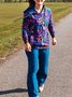 Vintage Hoodie Long Sleeve Floral Printed Plus Size Statement Casual Sweatshirts