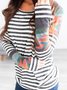 Multicolor Long Sleeve Round Neck Cotton Top