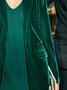 Deep Green Long Sleeve Shift Casual Lapel Fleece Coat