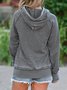 Gray Floral-Print Hoodie Ombre/tie-Dye Casual Sweatshirt