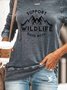 Vintage Long Sleeve Wild Life Landscape Printed Plus Size Statement Casual Tops