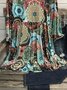Vintage Multicolor Long Sleeve V Neck Statement Geometric Printed Casual Top
