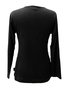 Black Cotton-Blend Long Sleeve Printed Abstract Tops