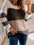 Gray Stripes Long Sleeve Casual Acrylic Sweater