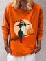 Orange Bateau/boat Neck Casual Animal Shift Sweatshirts