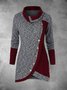 As Picture Paneled Shawl Collar Long Sleeve Weaving Dress