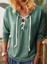 Green Knitted V Neck Long Sleeve Shift Top
