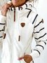 White Cotton-Blend Long Sleeve Striped Outerwear