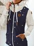 Navy Blue Casual Patchwork Knit coat