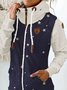 Navy Blue Casual Patchwork Knit coat