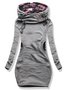 Gray Cotton-Blend Buttoned Long Sleeve Hoodie Sweatshirts