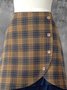 Vintage Checkered/plaid Floral-Print Skirt