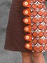 Orange Casual A-Line Floral-Print Skirt