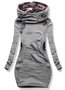Gray Cotton-Blend Buttoned Long Sleeve Hoodie Sweatshirts