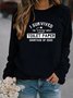 Vintage Statement Letter Printed Long Sleeve Crew Neck Casual Top