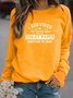 Vintage Statement Letter Printed Long Sleeve Crew Neck Casual Tops