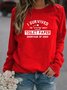 Vintage Statement Letter Printed Long Sleeve Crew Neck Casual Tops