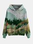 Women Casual Forest Print Long Sleeve   Hoodie Sweatshirts