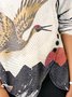 White Crew Neck Floral-Print Evening Top