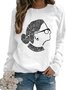 RBG Monogram Print Round Neck Long Sleeve Knitted Shift Sweatshirt