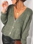 Casual Plain Winter Polyester V neck Cocoon Daily Casual Long sleeve Jacket for Women