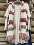 Vintage Hoodie Striped Fringed Plus Size Statement Casual Outwear
