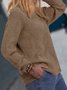 Round Neck Cotton-Blend Long Sleeve Sweater