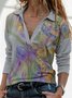 Women's Vintage V-neck Geometric Butterfly Print Plus Size Casual Top