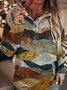 Women Vintage Long Sleeve Landscape Printed Statement Casual Sweatshirts