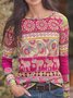 Cotton-Blend Printed Floral Long Sleeve T-shirt