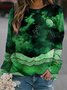 Vintage Multicolor Long Sleeve Crew Neck Statement Moon Night Printed Casual Tops