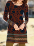 Floral Long Sleeve Knitting Dress