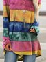 Ombre/tie-Dye Crew Neck Floral-Print Long Sleeve Tops