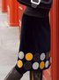Black Printed Vintage Casual  A-line Skirt